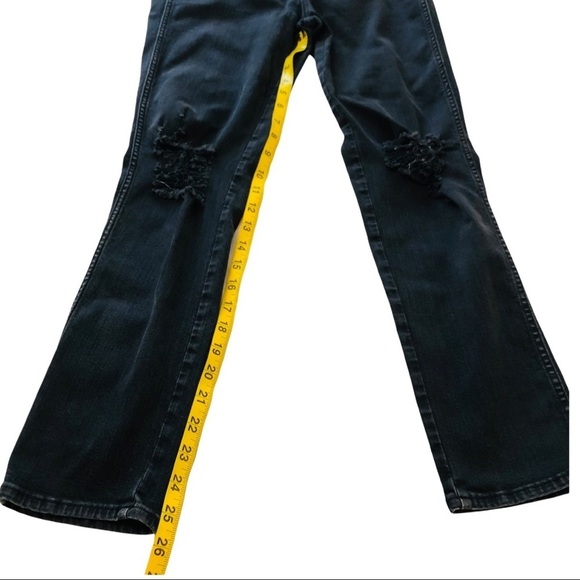 MCGUIRE Vintage Slim High Rise Destroyed Blown Out Knee Jeans Black 27 goth - Picture 7 of 15